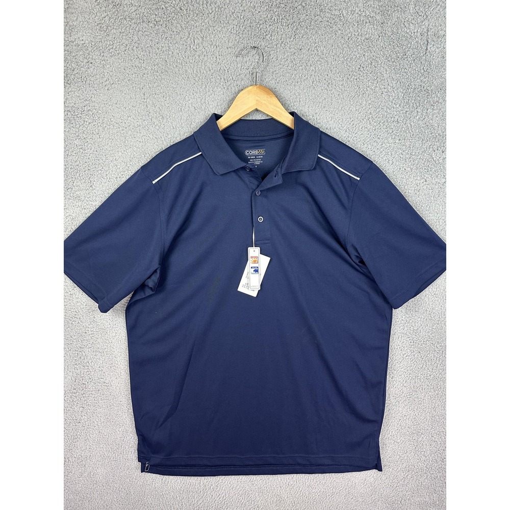 Core 365 Polo Shirt Mens Large Navy Blue Golf UV Protection Easy Care Athletic
